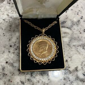 Vintage JFK Coin Necklace with Box